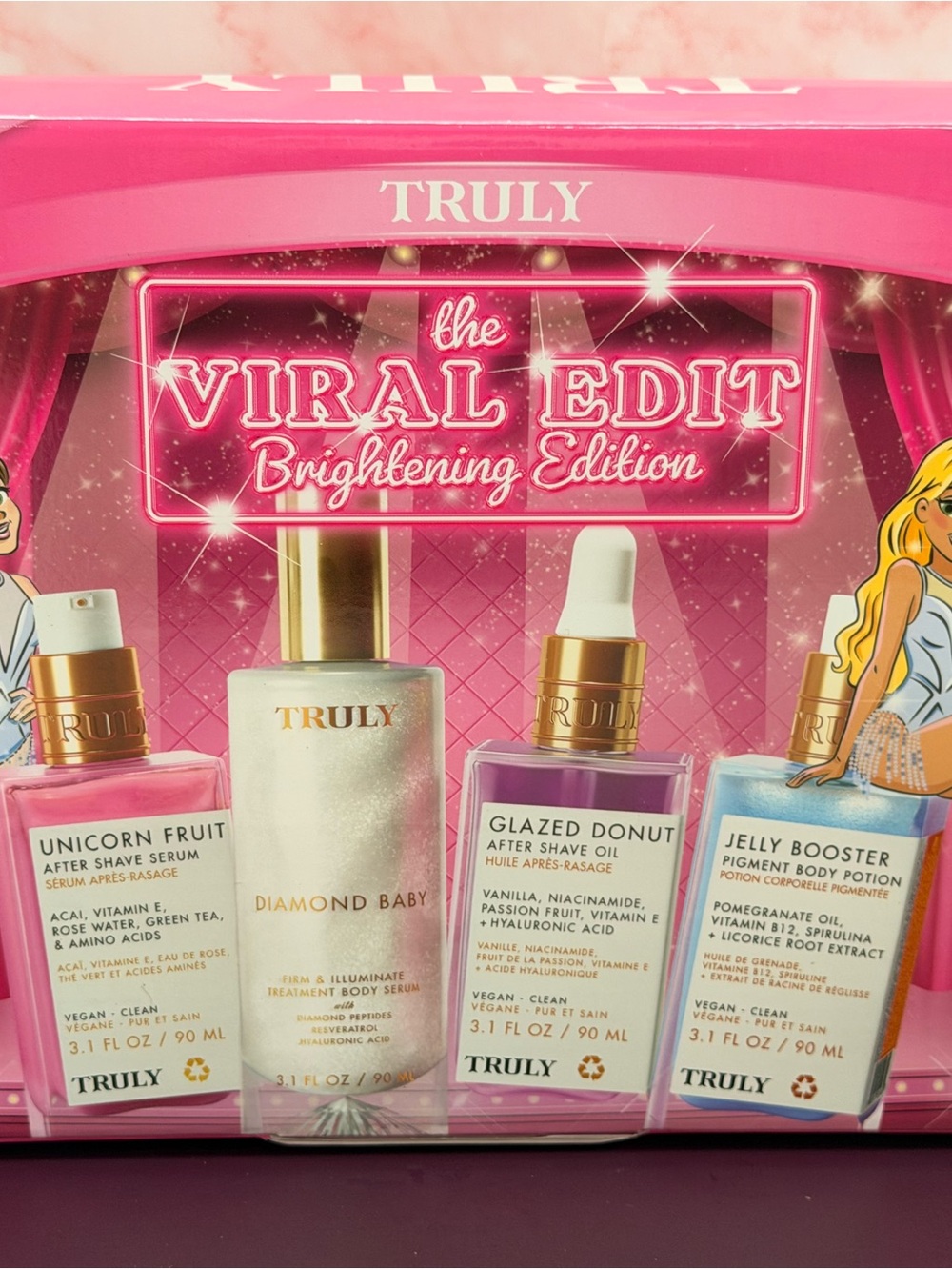 TRULY Brightening Skincare Set - Pink, Gold, Purple, Blue